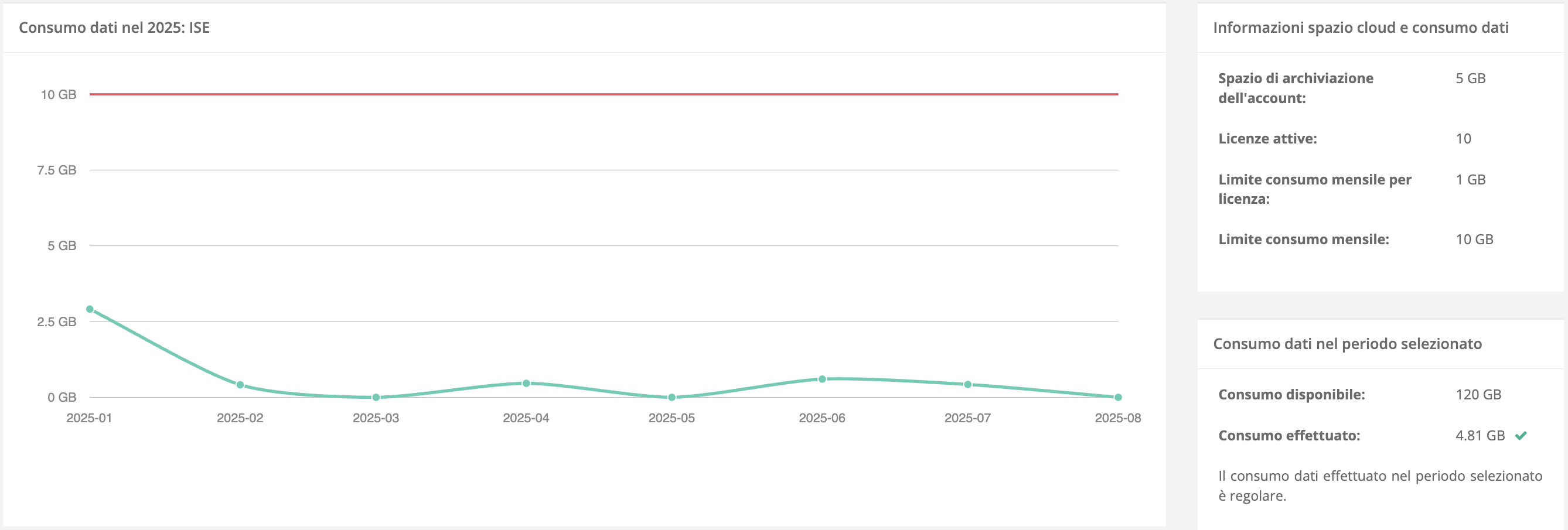 Panoramica "Consumo dati"