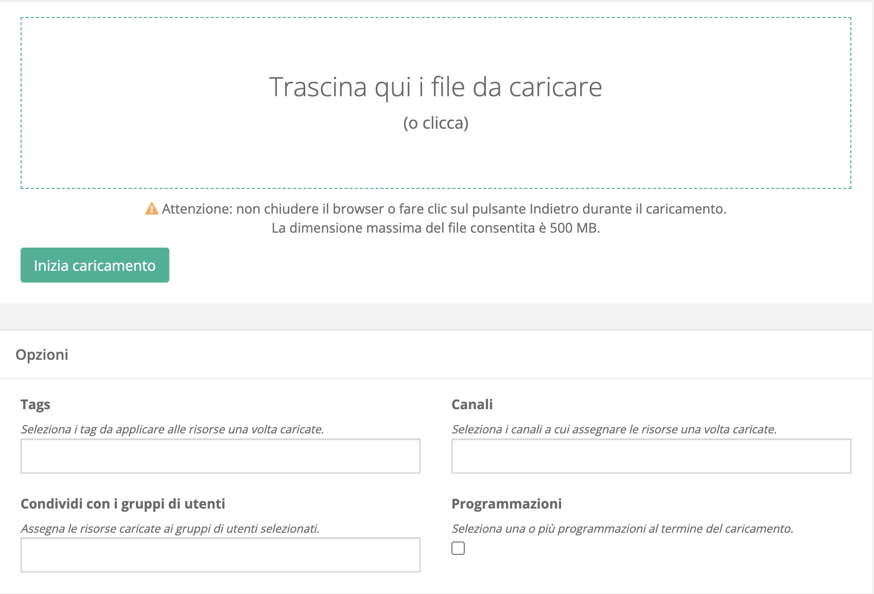 Caricamento Media di